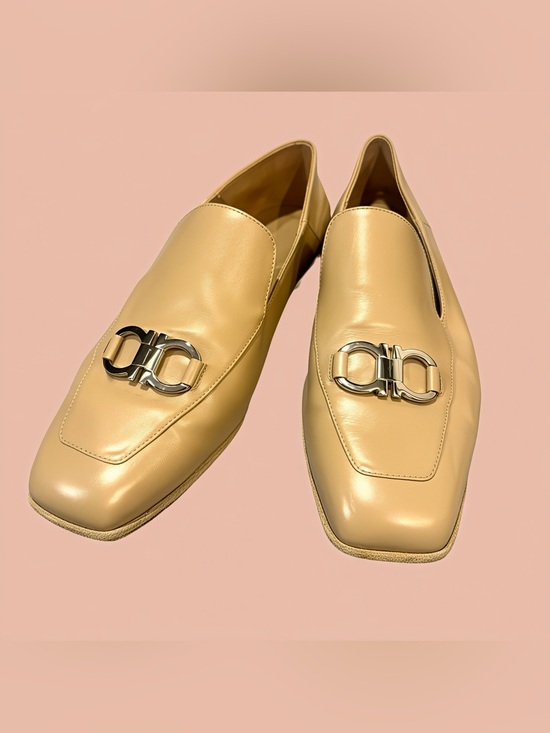 Salvatore Ferragamo Other - Salvatore Ferragamo Leather Gancini-Loafers in Beige with Silver Hardware